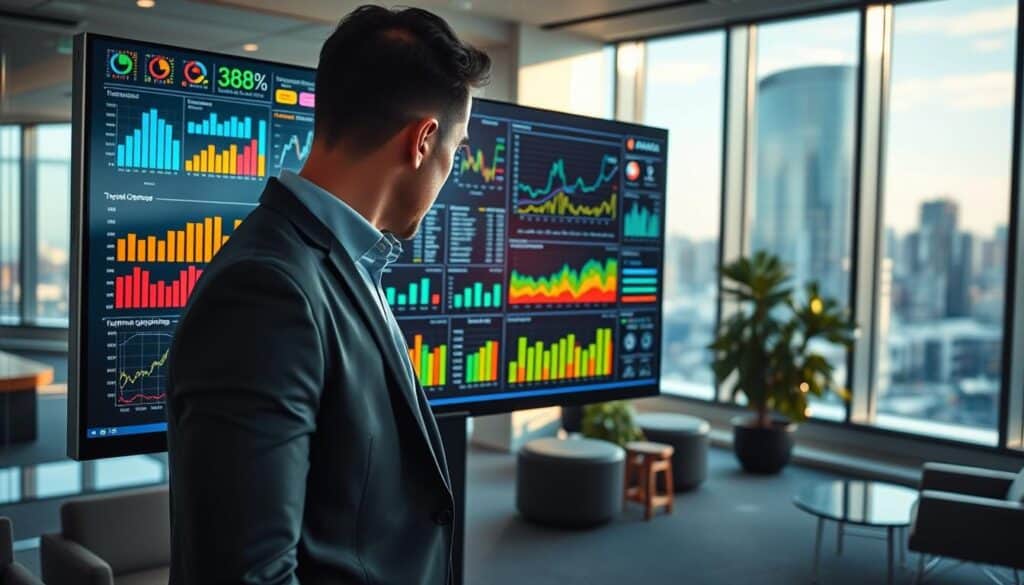 A professional analyst visually examining a large screen filled with colorful data visualizations and graphs, representing the complex analysis of technical opinions versus expert evaluations. In the foreground, a focused individual in business attire interacts with the touch screen, displaying charts and statistics in vivid hues. The middle ground features a modern office environment, with sleek furniture and ambient lighting creating a conducive atmosphere for analytics. In the background, a large window shows a cityscape, hinting at a busy urban setting. Soft natural light streams in, casting subtle shadows, enhancing the intellectual and contemplative mood of the scene, emphasizing the importance of precise data interpretation in assessing damage effectively. A professional analyst visually examining a large screen filled with colorful data visualizations and graphs, representing the complex analysis of technical opinions versus expert evaluations. In the foreground, a focused individual in business attire interacts with the touch screen, displaying charts and statistics in vivid hues. The middle ground features a modern office environment, with sleek furniture and ambient lighting creating a conducive atmosphere for analytics. In the background, a large window shows a cityscape, hinting at a busy urban setting. Soft natural light streams in, casting subtle shadows, enhancing the intellectual and contemplative mood of the scene, emphasizing the importance of precise data interpretation in assessing damage effectively.