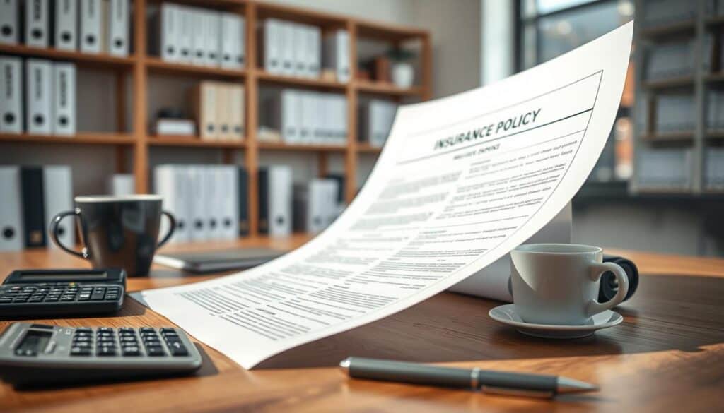 A close-up of a detailed insurance policy document partially unfurled on a sleek wooden desk, surrounded by a calculator, a cup of coffee, and a pen, emphasizing the concept of financial analysis. In the background, soft-focus shelves lined with financial reports and legal books create an organized office atmosphere. Natural light streams in through a window, casting gentle shadows and highlighting key text on the document, which prominently features graphs and figures relevant to VAT and compensation. The mood conveys professionalism and clarity, perfect for illustrating the complexities of insurance and taxation. The scene is devoid of human figures for a clean, focused look. A close-up of a detailed insurance policy document partially unfurled on a sleek wooden desk, surrounded by a calculator, a cup of coffee, and a pen, emphasizing the concept of financial analysis. In the background, soft-focus shelves lined with financial reports and legal books create an organized office atmosphere. Natural light streams in through a window, casting gentle shadows and highlighting key text on the document, which prominently features graphs and figures relevant to VAT and compensation. The mood conveys professionalism and clarity, perfect for illustrating the complexities of insurance and taxation. The scene is devoid of human figures for a clean, focused look.