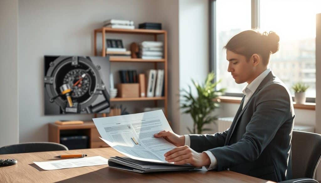 A professional damage assessment scene in a well-lit, modern office environment. In the foreground, a focused engineer in professional business attire examines a detailed report on a table, with a high-resolution photograph of hidden damage on a wall next to them. In the middle, a large window allows natural light to stream in, creating a warm and inviting atmosphere. The background features shelves with technical books and tools related to damage evaluation, emphasizing expertise. Soft shadows cast by the sunlight add depth to the image. The overall mood should convey a sense of diligence and professionalism, underlining the importance of comprehensive damage evaluations in revealing hidden issues. A professional damage assessment scene in a well-lit, modern office environment. In the foreground, a focused engineer in professional business attire examines a detailed report on a table, with a high-resolution photograph of hidden damage on a wall next to them. In the middle, a large window allows natural light to stream in, creating a warm and inviting atmosphere. The background features shelves with technical books and tools related to damage evaluation, emphasizing expertise. Soft shadows cast by the sunlight add depth to the image. The overall mood should convey a sense of diligence and professionalism, underlining the importance of comprehensive damage evaluations in revealing hidden issues.